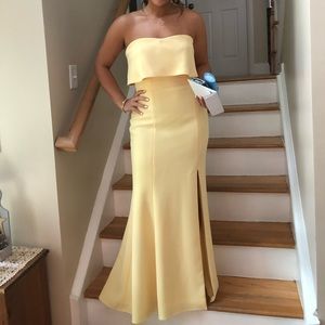Yellow long Prom dress